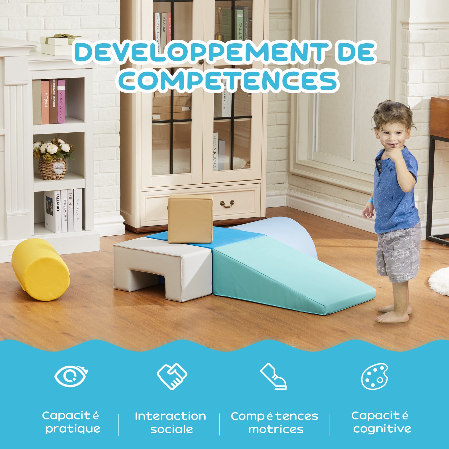 6 blocs de construction en mousse XXL - jeux éducatif - module motricité - certifiés normes EN71-1-2-3 - mousse PU 20D