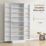 Credenza da cucina mobiletto con armadietti, ripiano regolabile e portaspezie, 60 x 35 x 166 cm, bianco