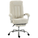 Chaise Bureau Ergonomique, Fauteuil de Bureau Inclinable en Chenille, Hauteur Réglable, Repose-Pieds, Crème