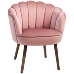 Fauteuil Coquillage Fauteuil de Salon Chambre avec Dossier et Coussin Aspect Velours Pieds en Bois hévéa 66L x