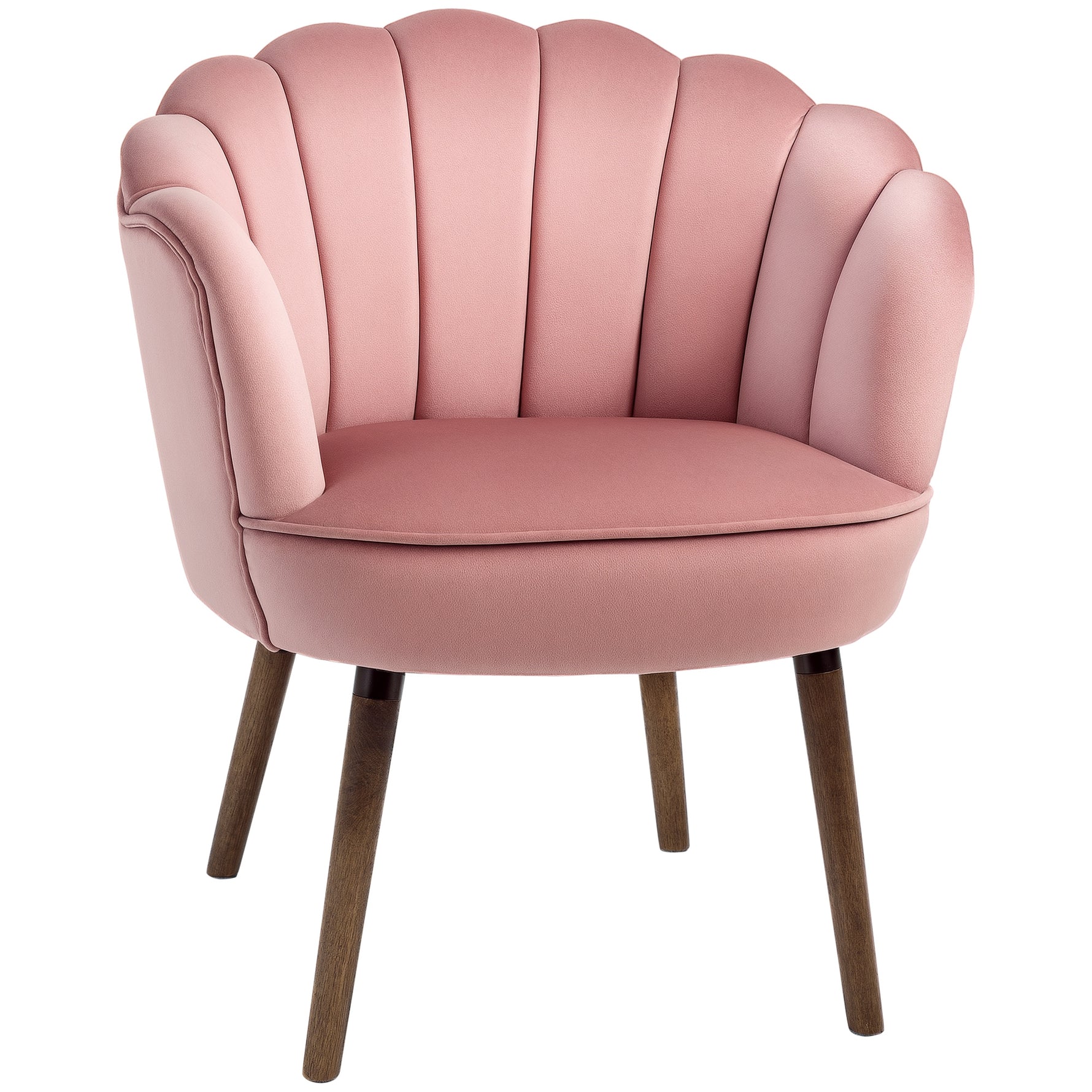 Fauteuil Coquillage Fauteuil de Salon Chambre avec Dossier et Coussin Aspect Velours Pieds en Bois hévéa 66L x