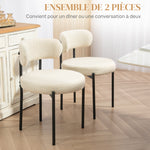 Juego de 2 sillas de comedor con respaldo de tela y patas de acero 51 x 51 x 76 cm beige negro