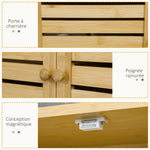 Étagère de toilettes meuble de salle de bain dessus toilette WC avec placard 2 portes et étagère ouverte 60 x 23 x 173 cm bambou