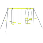 3 en 1 balançoire portique enfant avec 2 face à face et 1 siège de balançoire charge max. 225 kg vert