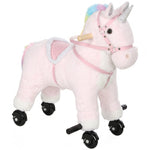 Reitpferd für Kinder, Plüsch-Pferd auf Rollen mit Soundeffekten, für 1 bis 3 Jahre, max. Tragkraft 40 kg, Rosa