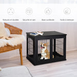 Cage pour chien animaux meuble cage chien intérieur en bois MDF classe E1 3 portes verrouillables max. 30 Kg dim. 81L x 58l x 66H cm noir