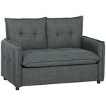 Canapé 2 places, canapé de salon moderne 131 cm avec assise rembourrée, coussins à ressorts, tissu en lin, gris foncé
