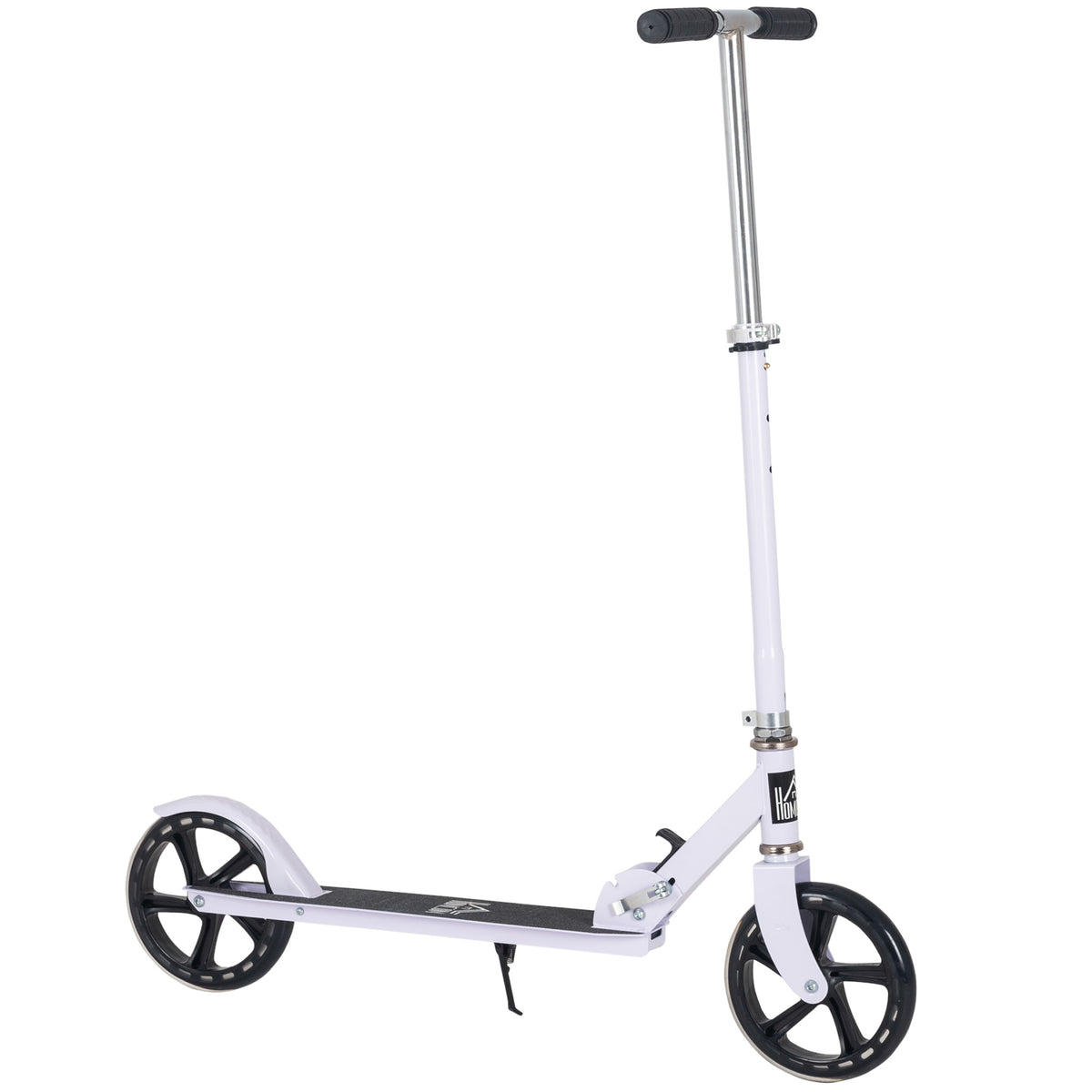 Trottinette Pliable Hauteur Guidon réglable sur 4 Niveaux système de freinage arrière pour enfant adolescent pois max. 100KG dim. 88L x 37l x 75-100H cm Blanc