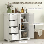 Meuble de salle de bain, meuble de rangement, avec 4 tiroirs, 1 placard, pour petits espaces, 81,2 x 30 x 83,8 cm, blanc