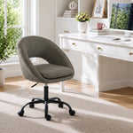 Sedia da ufficio ergonomica in ciniglia, altezza regolabile, braccioli integrati, girevole a 360°, 59x60x79-89 cm, verde scuro
