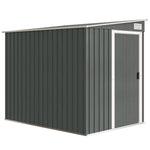 Tuinhuis 2,81 m² met Fundering, Aanbouw Gereedschapsschuur van Gegalvaniseerd Staal, 154x206,5x181cm, Lichtgrijs