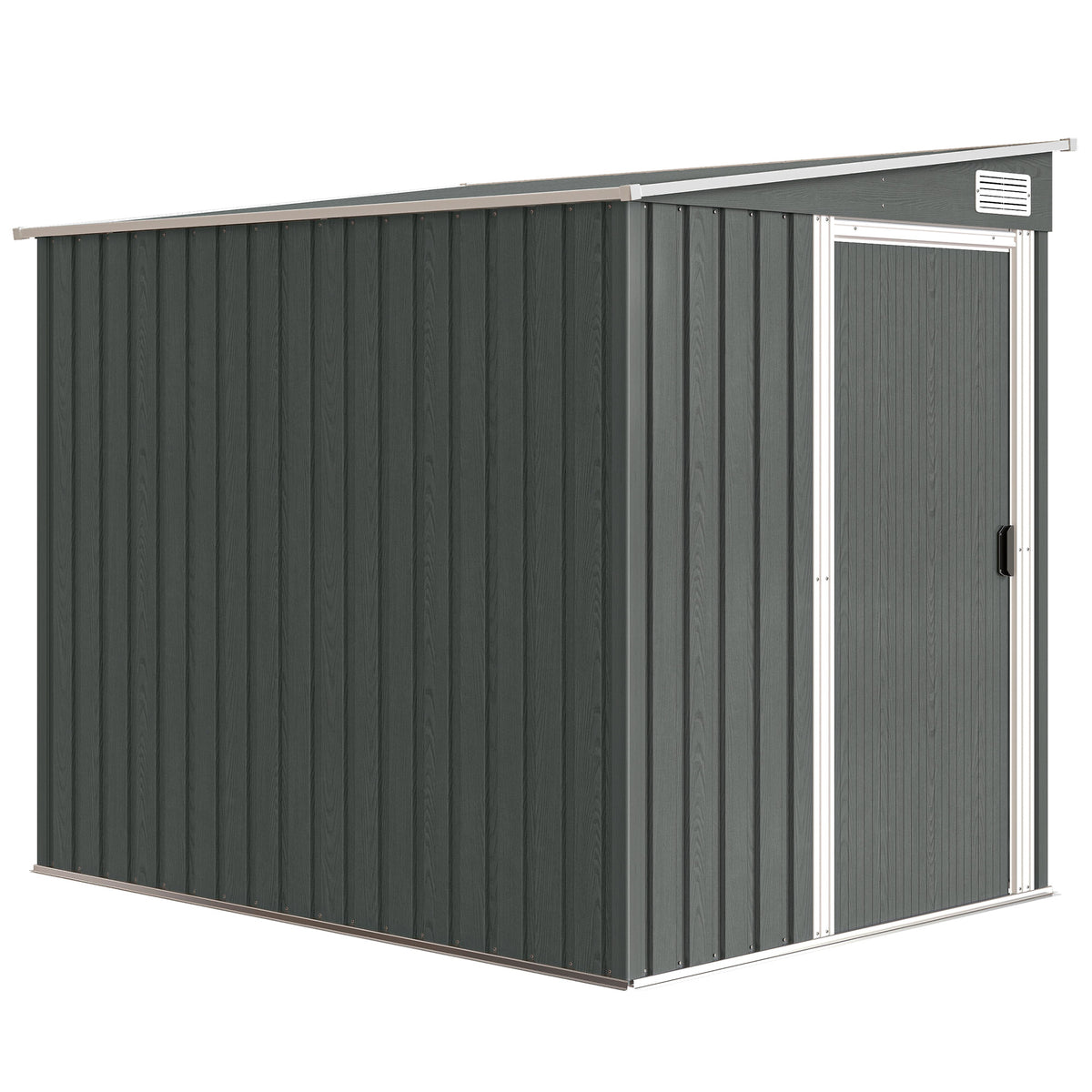Tuinhuis 2,81 m² met Fundering, Aanbouw Gereedschapsschuur van Gegalvaniseerd Staal, 154x206,5x181cm, Lichtgrijs