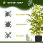 Bambou artificiel plantes artificielles hauteur 60 cm - tronc branches lichen feuilles grand réalisme pot inclus
