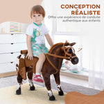 Cheval Debout en Peluche Effets sonores hennissement et Galop Selle étrier rênes 85L x 28l x 60H Marron Blanc