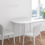 Table de salle à manger pliante 2 abattants, table ronde extensible pour 4 personnes, pieds en bois Ø 89 x 73,5 cm, blanc