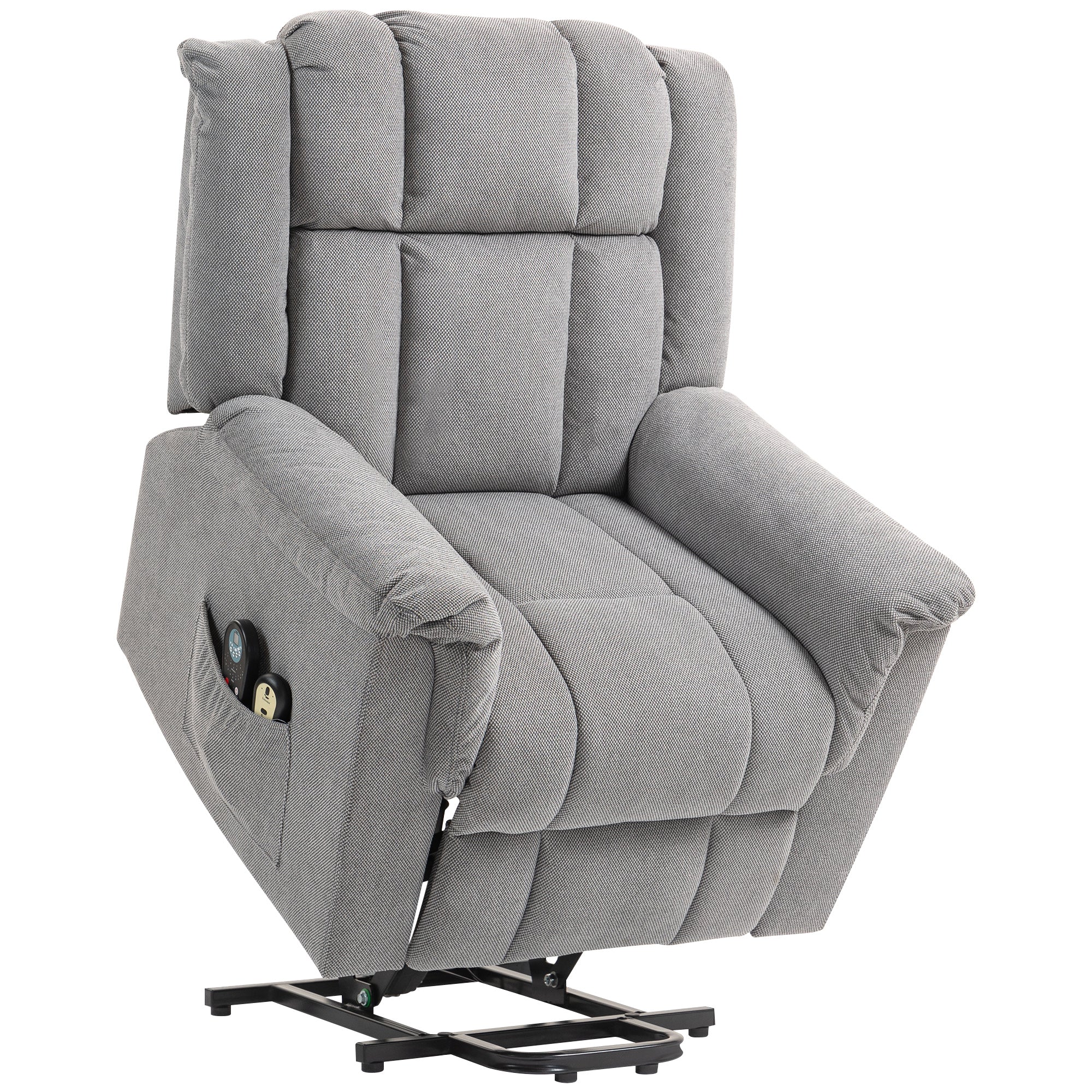 Sillón levantapersonas eléctrico con función de masaje y calefacción, sillón relax eléctrico con respaldo reclinable gris oscuro