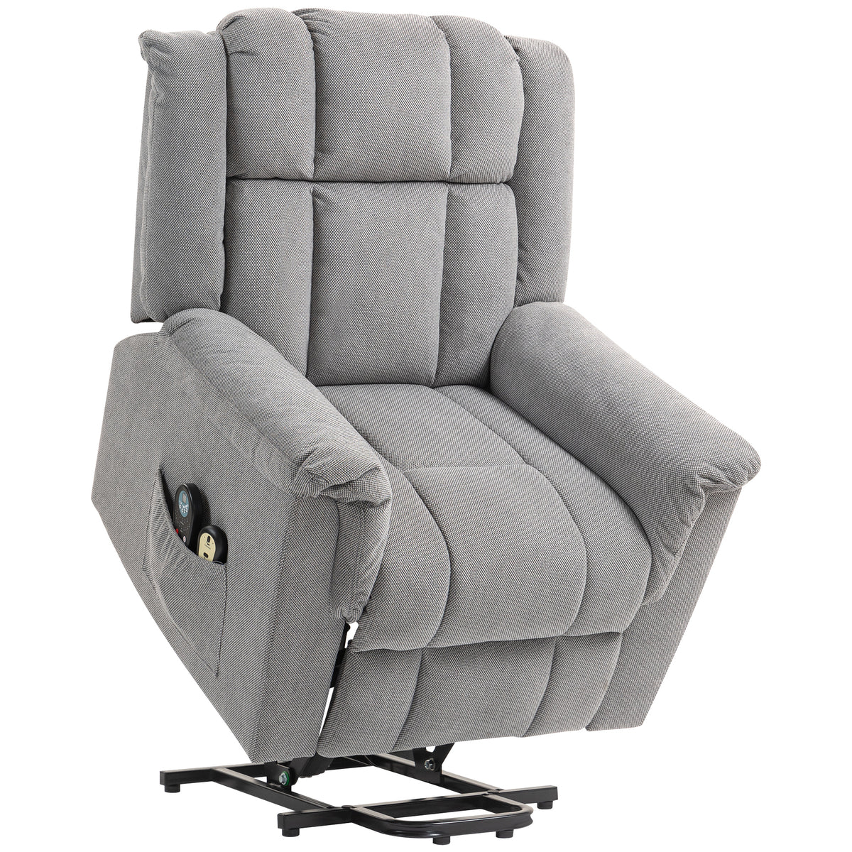 Fauteuil releveur électrique avec fonction massage et chauffage, fauteuil relax électrique dossier inclinable gris foncé