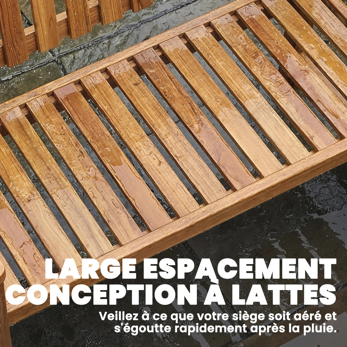 Banc de Jardin Banquette de Terrasse 2 Places Charge Max. 320kg Accoudoirs 112 x 64 x 92 cm Bois d'Acacia Naturel