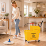 Chariot de nettoyage lavage seau de ménage 20 L avec essoreur et séparateur eau sale propre jaune 60L x 27l x 70,5H cm