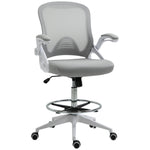 Fauteuil de bureau chaise de bureau assise debout hauteur réglable repose-pieds gris et blanc