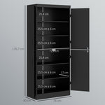Buffet haut cuisine, armoire de cuisine avec 4 portes à 6 niveaux et étagères réglables, 76 x 40 x 176,7 cm, noir