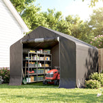 Abri de jardin tente de stockage imperméable abri moto porte enroulable fermeture éclair, 300 x 300 x 210 cm, gris foncé