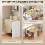 Inklapbare eettafel, ovale keukentafel inklapbaar voor maximaal 6 personen, voor kleine ruimtes, eetkamer, naturel hout