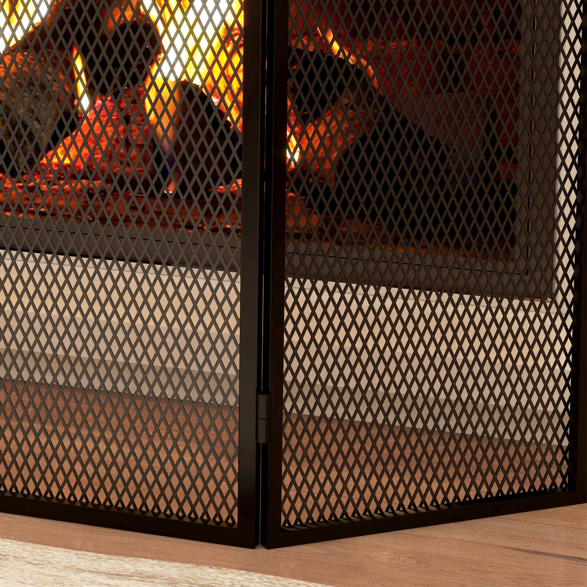 Pare-feu cheminée pliable 3 panneaux pare-étincelles cheminée avec motif en en chevron 96l x 1P x 60H cm métal noir-7