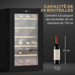Vinoteca 24 botellas 65L de alto rendimiento, temperatura regulable 5-20°, con luz LED, panel de control táctil, negro