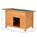 Niche pour chien chat en bois sur pied chenil toit ouvrant bitumé pin massif pré-huilé 85 x 58 x 58 cm