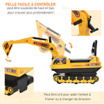 Porteur Enfant tractopelle 18-48 Mois Coffre klaxon Fonction pivotante Jaune