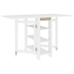 Table de cuisine table de salle à manger pliable amovible 3 étagères 2 abattants design moderne 120 x 60 x 75 cm blanc
