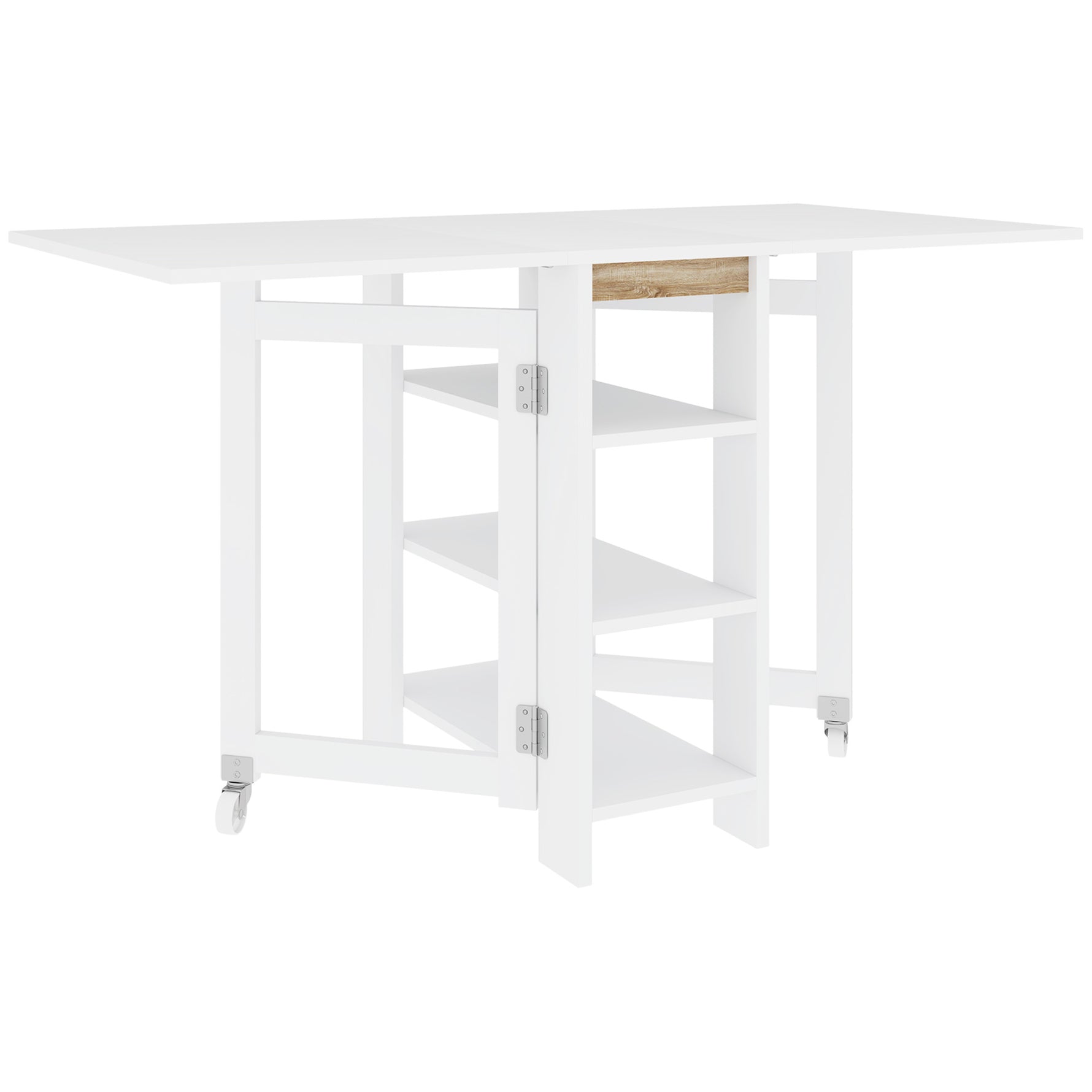 Table de cuisine table de salle à manger pliable amovible 3 étagères 2 abattants design moderne 120 x 60 x 75 cm blanc