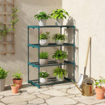 Étagère à fleurs en acier 4 niveaux intérieur et extérieur support de plantes pour jardin balcon salon 67x49x105cm vert