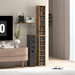 Set di 2 scaffali a colonna armadietto porta CD-DVD 12 scomparti 21 x 22,5 x 88,5 cm capacità 204 CD marrone