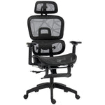 Fauteuil de bureau, chaise de bureau ergonomique en maille avec accoudoirs 3D, dossier inclinable, 66x64x122 cm, noir