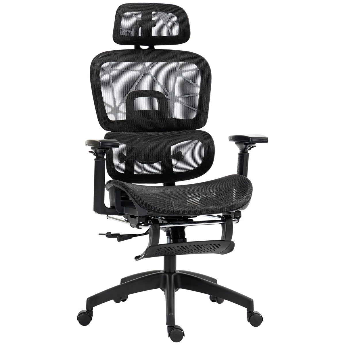Fauteuil de bureau, chaise de bureau ergonomique en maille avec accoudoirs 3D, dossier inclinable, 66x64x122 cm, noir