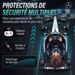 Kart Électrique Enfants 12V, Go Kart Mercedes-AMG PETRONAS F1 avec 2 Moteurs, Télécommande, 3 Vitesses, Noir