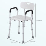 Chaise de Douche siège de Douche Ergonomique Hauteur réglable Pieds antidérapants Dossier accoudoirs Amovibles Charge Max. 136 Kg alu HDPE Blanc