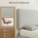 Tête de lit murale en lin, 140 x 60 cm, tête de lit suspendue rembourrée pour chambre à coucher, crème