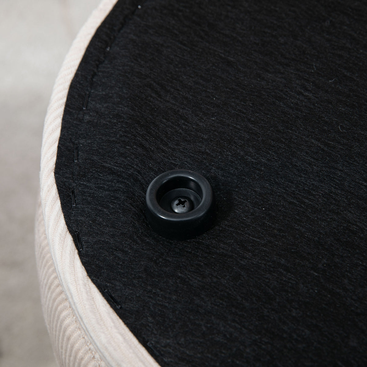 Lot de 2 poufs tabourets repose-pieds coffre de rangement en tissu aspect velours côtelé Ø40 cm et Ø30 cm, crème