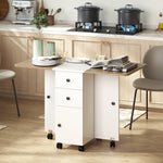 Table de cuisine pliable table à manger pliante 2 plateaux rabattables avec 2 tiroirs 1 placard blanc et chêne
