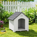 Caseta para perro de exterior, casa para perro de polipropileno impermeable ventilada con suelo elevado 66x55x65cm gris claro