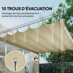 Toile de toit pour pergola tonnelle rétractable de 3 x 3 m - toile uniquement 250 x 255 cm crème