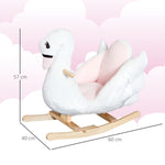 Jouet à bascule cygne à bascule pour enfant de 18 mois et plus fonction musique pieds en bois - blanc et rose