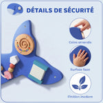 Busy Board Jouet, Tableau d'Activités Murale Baleine, Planche Motricité Bébé Educatif pour Garcon Fille dès 2 Ans, Bleu