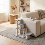 Escalier pour animaux domestiques réglable 3/4 marches échelle pour chat chien griffoirs sisal 70 x 32 x 68 cm gris