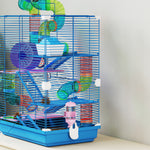 Cage pour hamster rongeur 4 étages avec tunnels mangeoire roue maison échelles 46 x 30 x 58 cm bleu