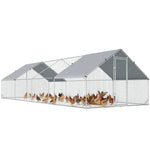 Enclos poulailler chenil volière extérieur 24 m² - Parc grillagé dim. 3L x 8l x 2H m - Espace Couvert - Acier galvanisé