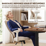 Ergonomische bureaustoel, mesh bureaustoel, lendensteun van traagschuim, verstelbare armleuningen, beige